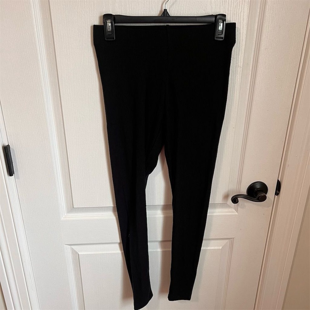 Old Navy Womens Ribbed Leggings Black Cotton Blend Stretch Pants Size Small NWOT - Picture 3 of 8